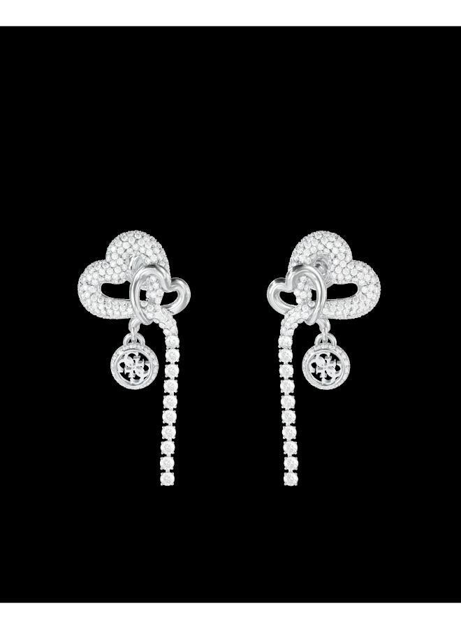 Pave Hearts Drop Earrings